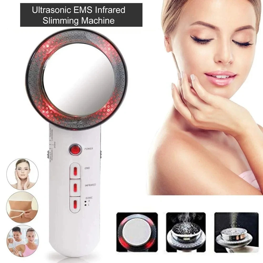 Aparelho ultrassônico 3 em 1 - Massagem, lifting facial e cavitação